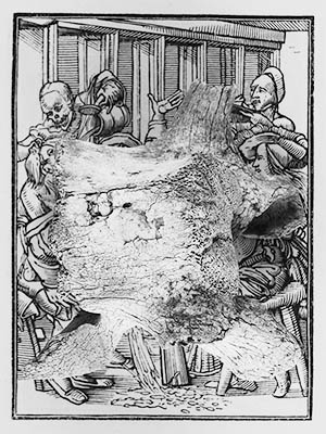 A photograph based on Hans Holbein engraving from the Dance of Death c.1522-1526